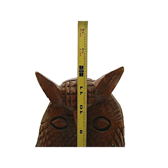 Vintage Handcrafted Wooden Sculpture Statue Art Home Decor Owl Figurine 12" Tall - Picture 9 of 11